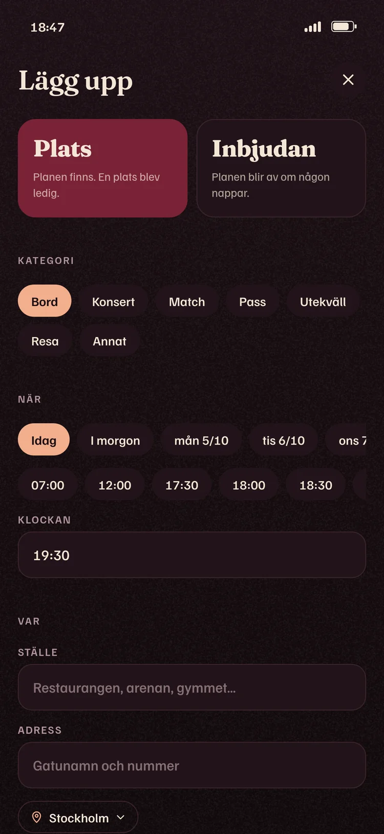 Lägg upp ett kort